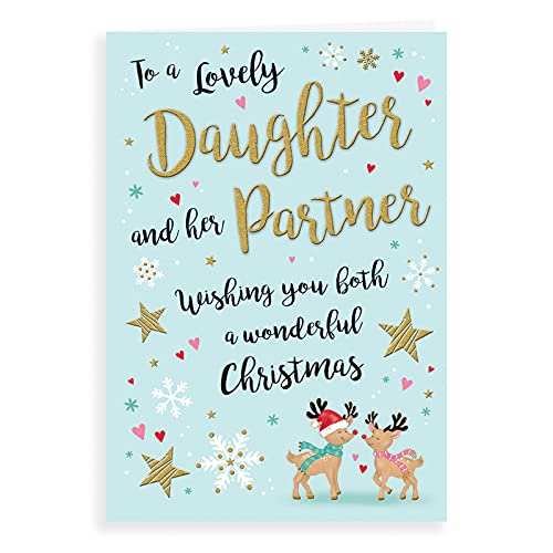 Piccadilly Greetings Nowoczesna kartka świąteczna córka i partner - 23 x 15 cm - Piccadilly Greetings A41294