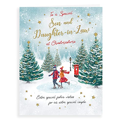 Piccadilly Greetings Tradycyjna kartka świąteczna syn i córka w teściowej - 20 x 15 cm - Piccadilly Greetings A41324