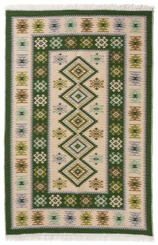 Dywan KILIM romby zielony dwutronny