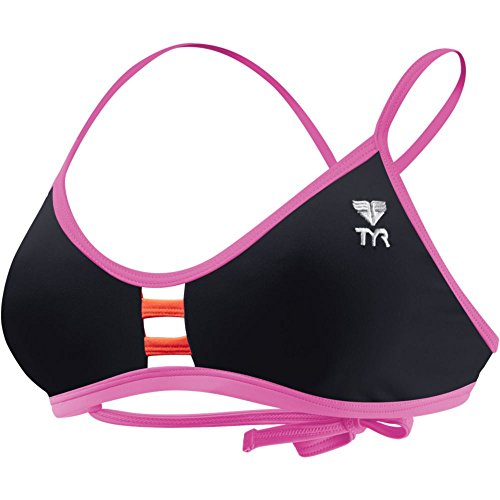 TYR TYR Damska koszulka z długim rękawem SOLIDS PACIFIC TIEBACK Top Swim Suit, Noir/Rose, XL BPSOD7A_Noir/Rose_XL