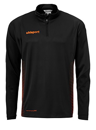 uhlsport uhlsport Dziecięce t-shirty SCORE 1/4 ZIP TOP T-shirty, czarny/fluorescencyjny pomarańczowy, 164 100214609