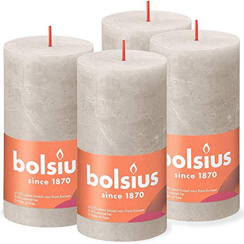 Bolsius Świece pieńkowe Shine, 6 szt., 130x68 mm, piaskowa szarość Sfeerpunt