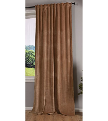 Gardinenbox Milano 20357 zasłona zaciemniająca z aksamitem, nieprzejrzysta tasiemka na szelkach, z możliwością skrócenia, kolor piaskowy, 1 sztuka, wys. x szer. 235 x 135 cm, 20357