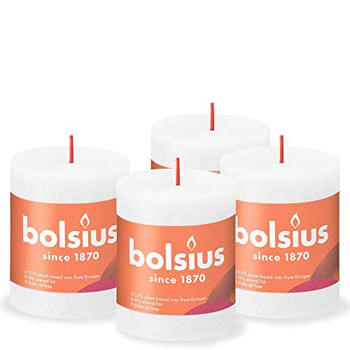 Bolsius Rustykalne świece pieńkowe Shine, 6 szt., 80x68 mm, białe Sfeerpunt