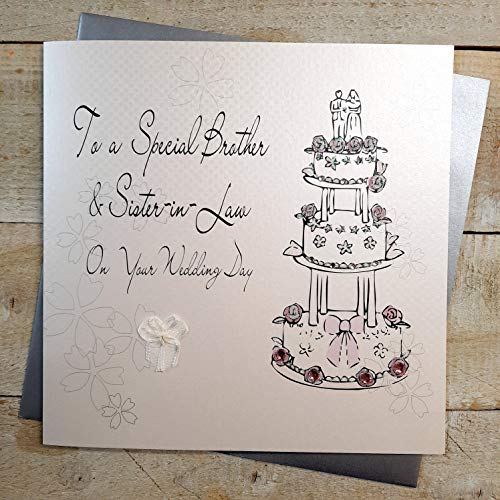 WHITE COTTON CARDS białe bawełniane karty kod XLBd6 'To A Special Brother and Sister-in-lawy na Twój ślub Ręcznie robione duża kartka ślubna ślub XLBd6