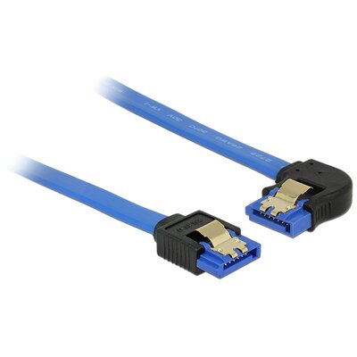 Delock Kabel SATA III 6Gb/s 30cm kątowy lewo/prosto metalowe zatrzaski niebieski 84984