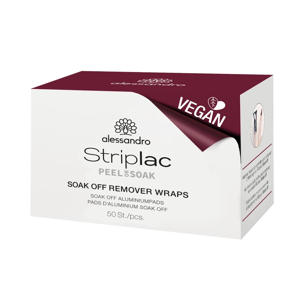 alessandro Striplac Soak Off Remover Wraps - Soak Off aluminiowe podkładki do usuwania Striplac / LED lakier do paznokci, 50 sztuk