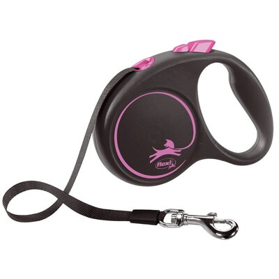 Flexi Smycz automatyczna Black Design S taśma 5m różowa