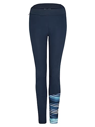 Ziener Damskie spodnie softshellowe, długie bieganie, wiatroszczelne, elastyczne Nura niebieski Dark Navy.arcadian Stripe 40