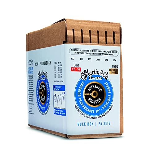 Martin Struny - autentyczne akustyczne SP Phosphor Bronze struny do gitary akustycznej niestandardowe światło 12-54 - 25 zestawów