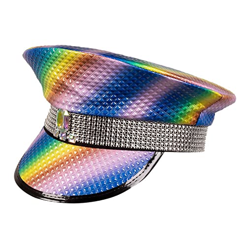Boland 44761 - czapka Sunset Sparkle, tęczowe kolory z nitami i kamieniami ozdobnymi, Rock-Star, punk-lady, kapelusz, kostium, karnawał, impreza tematyczna