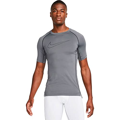 Nike Mens M NP DF Tight TOP SS T-Shirt, Iron Grey/Black/Black, L