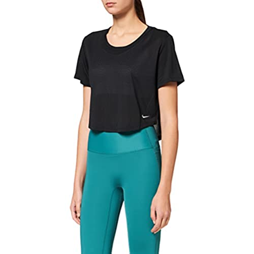 Nike Damska koszulka W Nk One Df Breathe Ss Top T-Shirt, czarny/biały, XS