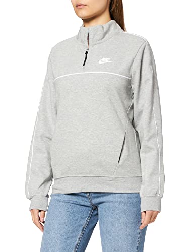 Nike Damska tunika W NSW Mlnm Esstl FLC Qz Ls Top do karmienia piersią, szary wrzos/biały, M
