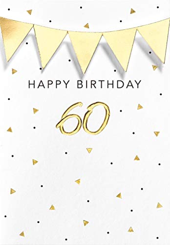 Perleberg Kartka urodzinowa na 60. urodziny Black&Gold - łańcuch chorągiewek - 11,6 x 16,6 cm 7761032-2
