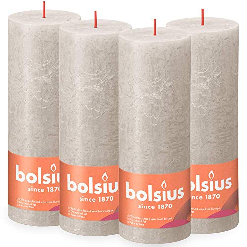 Bolsius Świece pieńkowe Shine, 6 szt., 190x68 mm, piaskowa szarość Sfeerpunt