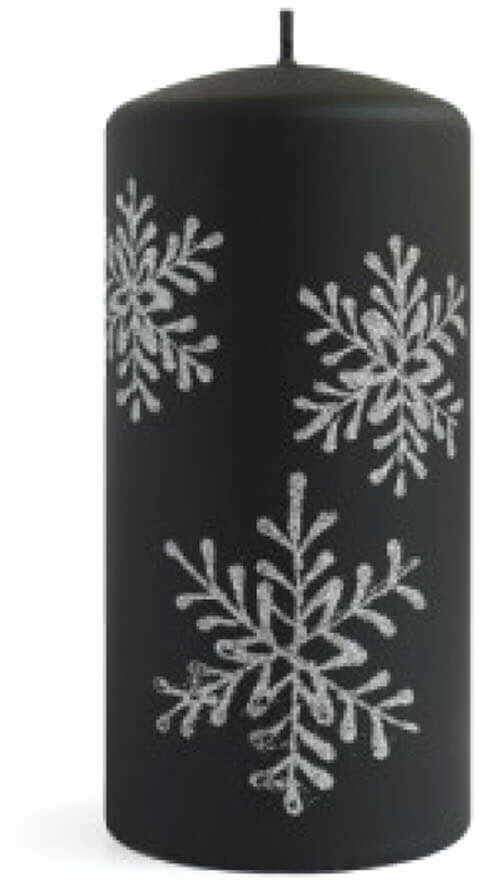 Świeca pieńkowa Płatek śniegu czarna - 80 x 140 mm - 1 szt.