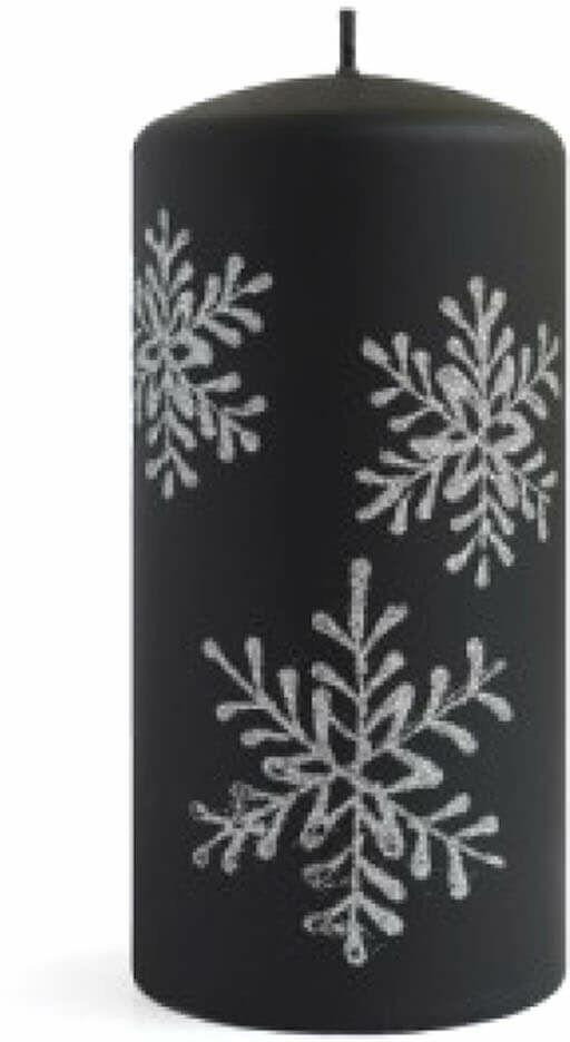 Świeca pieńkowa Płatek śniegu czarna - 80 x 175 mm - 1 szt.