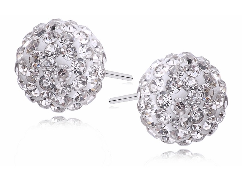 Swarovski Valerio.pl Srebrne kolczyki kuleczki z kryształkami shamballa srebro 925 ALKC12MW ALKC12MW