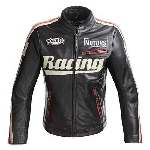 GUNS Racing męska kurtka skórzana, vintage, czarna, 2XL RACING-N-2XL