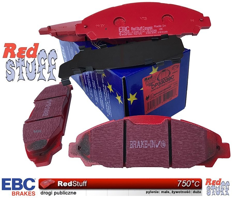 Klocki hamulcowe przednie CERAMICZNE EBC REDSTUFF Ford Mustang 2015- do tarcz 320mm
