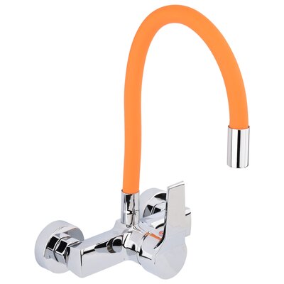FALA BATERIA ZLEWOZMYWAKOWA ŚCIENNA Z ELASTYCZNĄ WYLEWKĄ FLEXIBLE ORANGE 75673