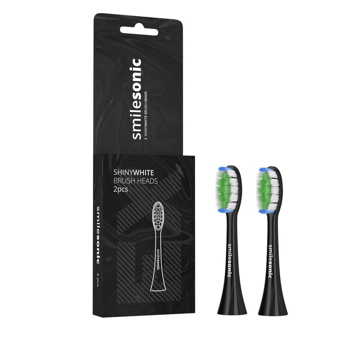 Smilesonic Końcówki Smilesonic Shiny White Black do szczoteczki sonicznej czarne  2 sztuki