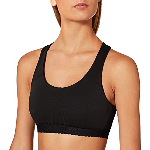 super.natural super.natural damski biustonosz sportowy ze skrzyżowanymi ramiączkami, z wełny merynosów, W Tara BRA 220, rozmiar: XL, kolor: czarny SNW008770001