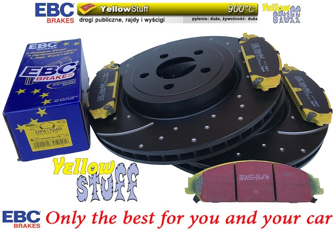 Przednie klocki YELLOWSTUFF + tarcze hamulcowe 345mm EBC seria GD Lancia Thema