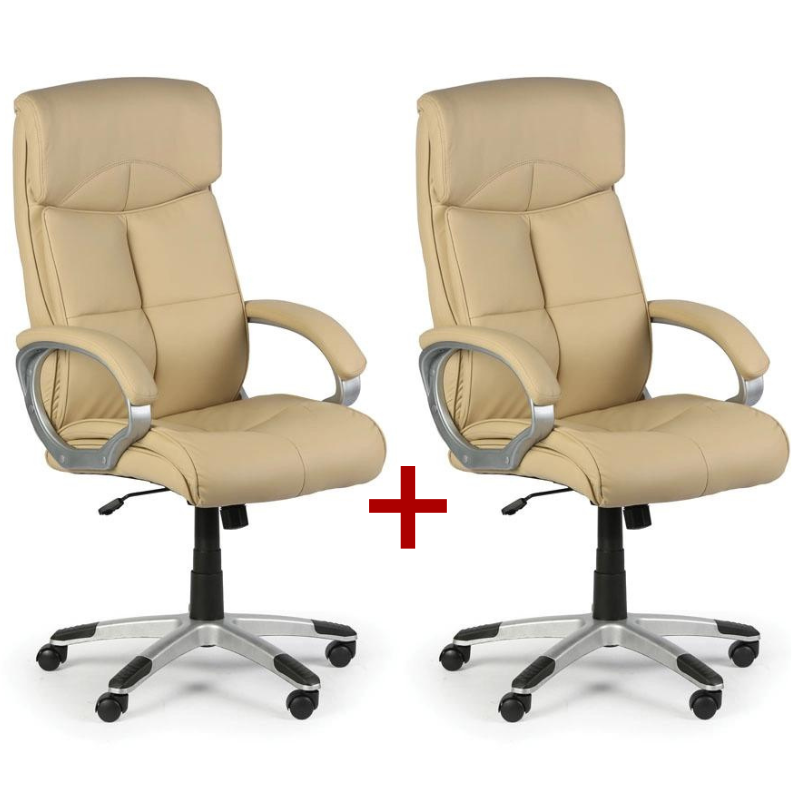 B2B Partner Skórzany fotel biurowy Foster, beżowy, 1+1 GRATIS 412167