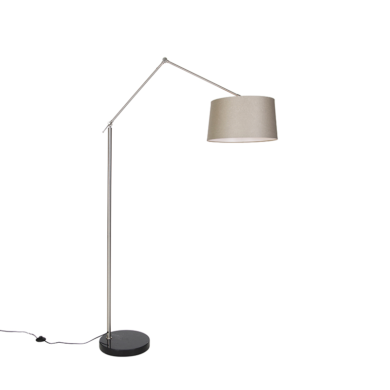 QAZQA Nowoczesna lampa podłogowa stalowa z kloszem szarobrązowym 45 cm - Redakcja