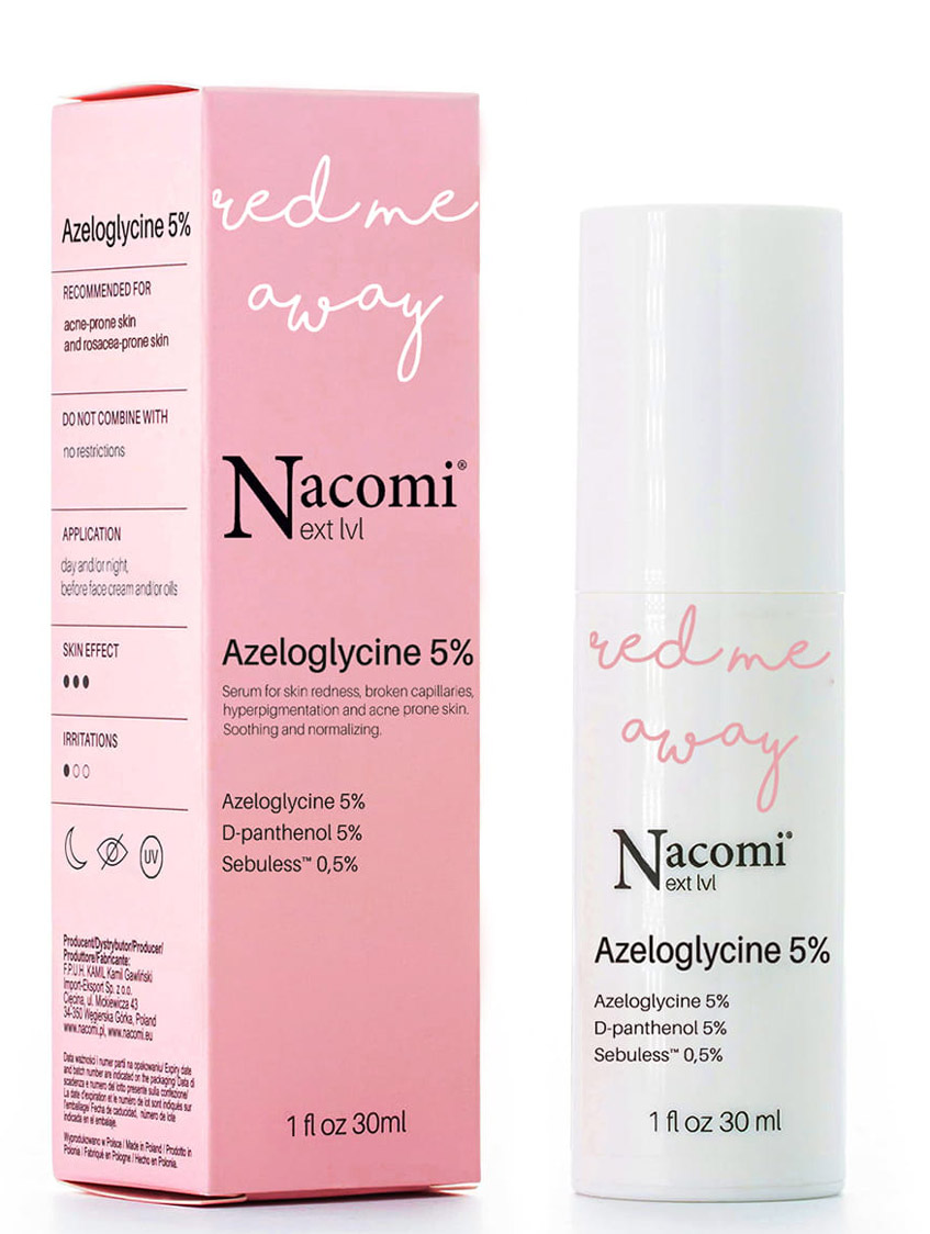 NACOMI Next Level Azeloglicyna 5% kojące serum do twarzy do cery naczynkowej i z trądzikiem różowatym 30ml