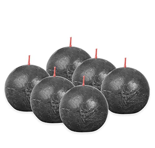 Bolsius Rustykalne świece kule Shine, 6 szt., 76x190 mm, szarość burzy Sfeerpunt
