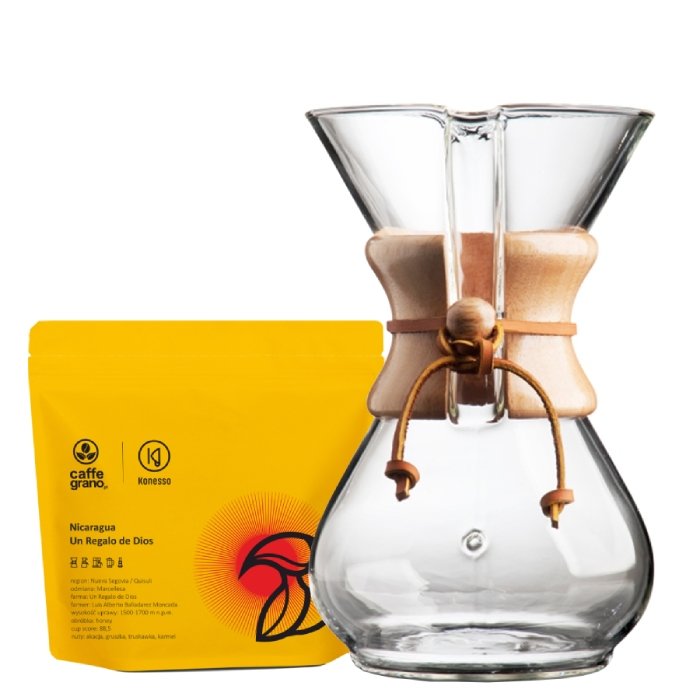 CAFFE GRANO KOLEKCJA Chemex + Kawa ziarnista Caffe Grano Kenia Kugurumai AA 250g 10057-uniw