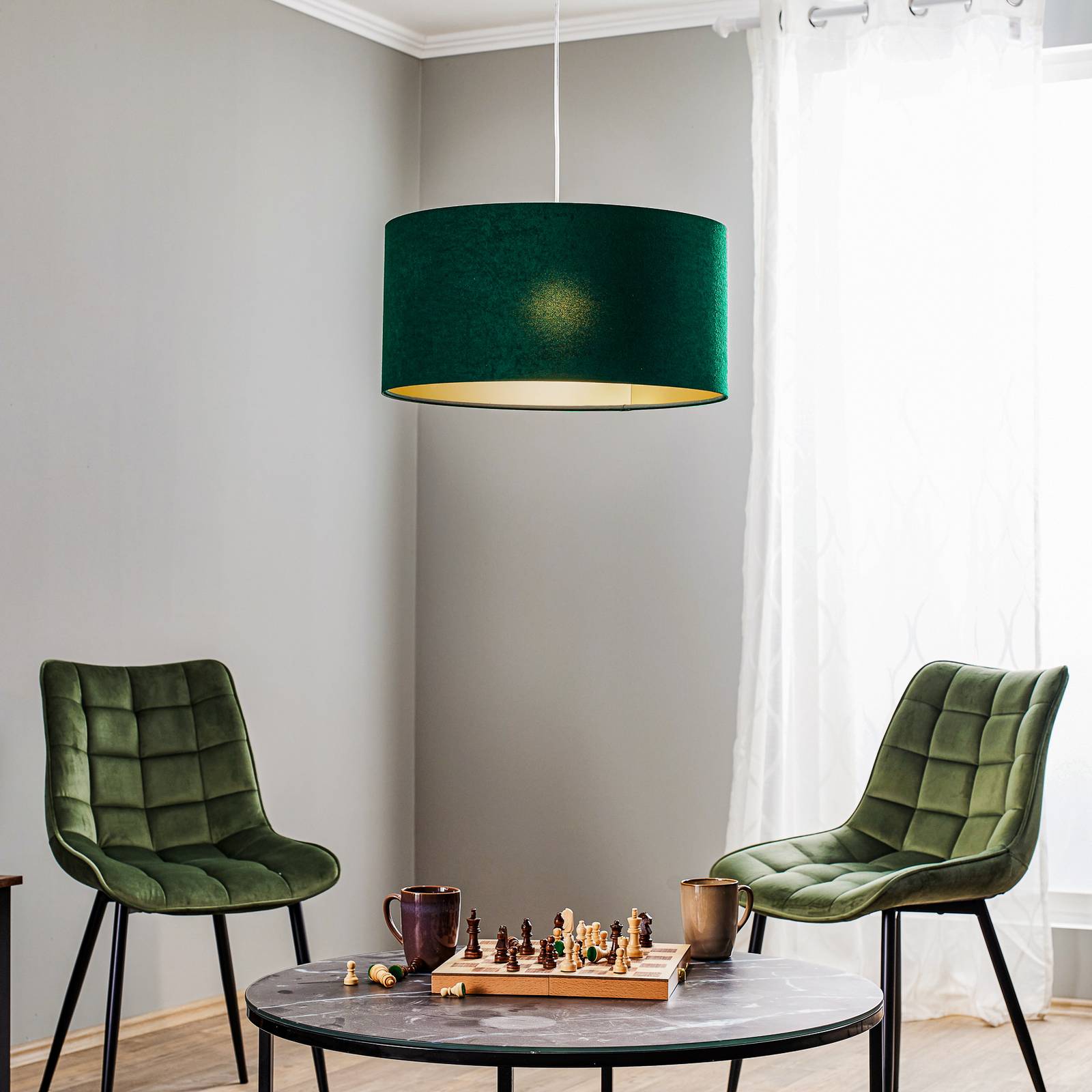 Lampa wisząca Salina, zielona/złota, Ø 40 cm