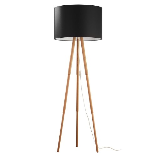 TK Lighting Lampa podłogowa na trójnogu Tokyo Czarna/Buk 5286