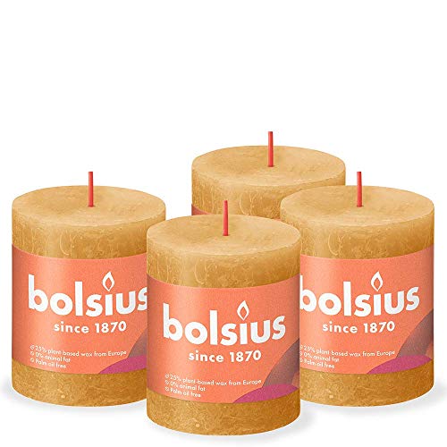 Bolsius Rustykalne świece pieńkowe Shine, 6 szt., 80x68 mm, miodowe Sfeerpunt