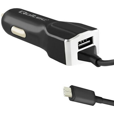 Qoltec Ładowarka samochodowa | 12-24V | 5V/3.4A | USB + Micro USB 50143