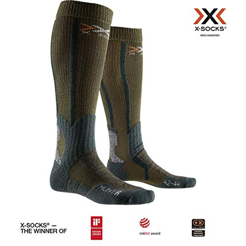 X-Socks Hunt Long Socks, Olive Green/Forest Green, 45-47