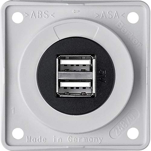 Hager Polo Gniazdo USB ładowania podwójne, 12V, 3A, biały połysk, mechanizm czarny 926022509 926022509