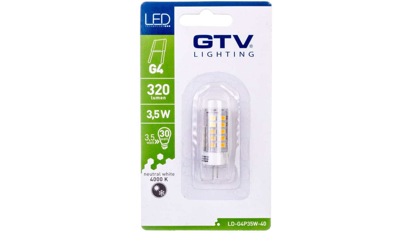 GTV Żarówka LED G4 3,5W 320lm 12V DC neutralna biała LD-G4P35W-40