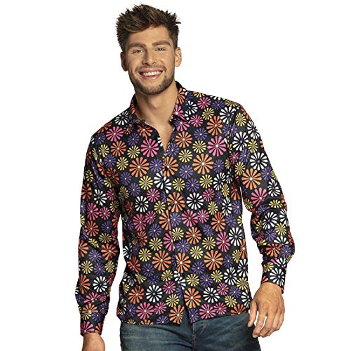 Boland - Koszula Flower Power, dla mężczyzn, koszulka, top, dla dorosłych, koszula kwiatowa, koszula hawajska, hipisowska, lata 70, impreza tematyczna, karnawał, pamiątka z przechowywania, przebranie