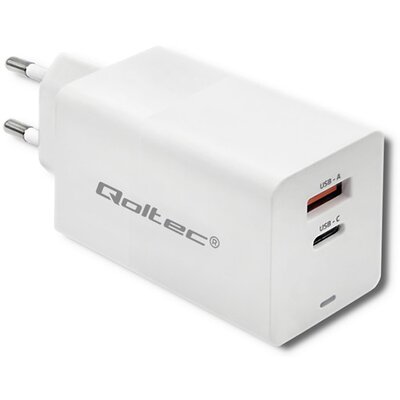 Qoltec Ładowarka Ładowarka GaN FAST 65W | 5-20V | 2.25-3.25A | USB | USB typ C PD 51776