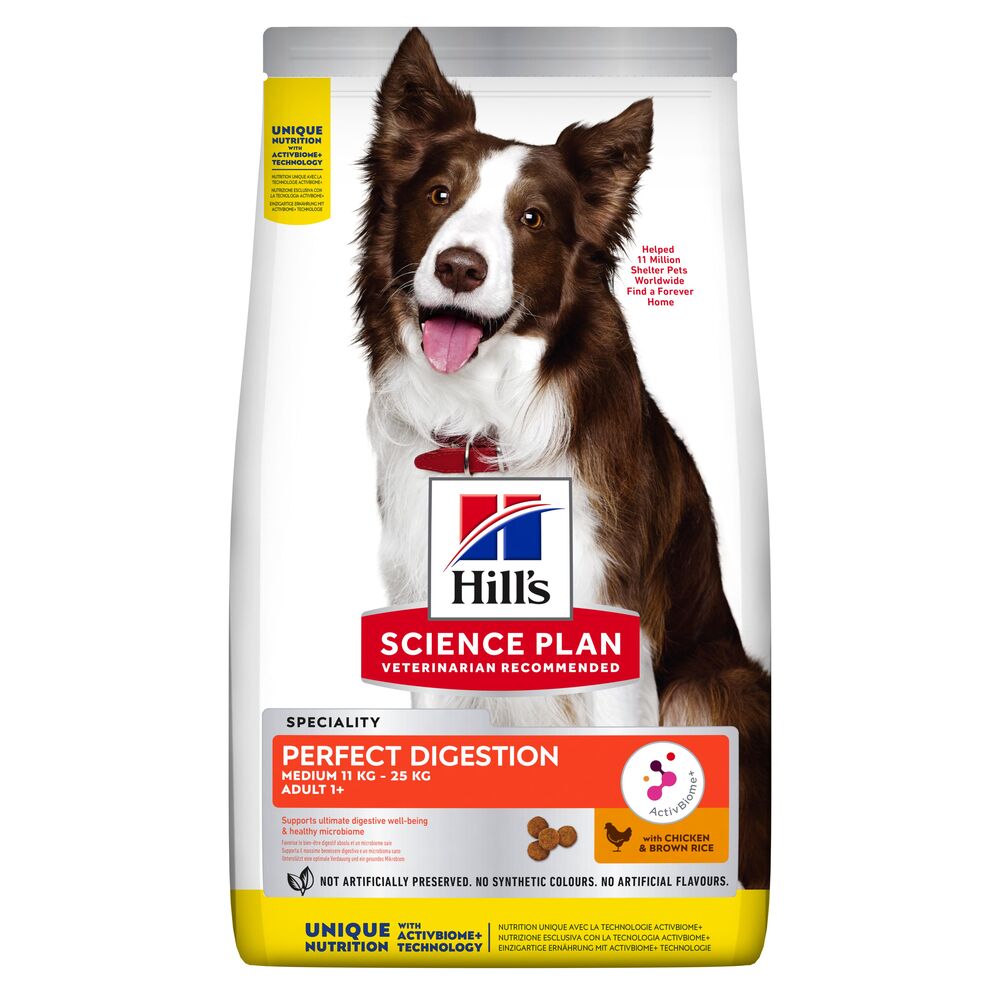 Hills Science Plan 11 + 3 kg gratis! Science Plan, karma sucha, 14 kg - Adult Perfect Digestion Medium Breed