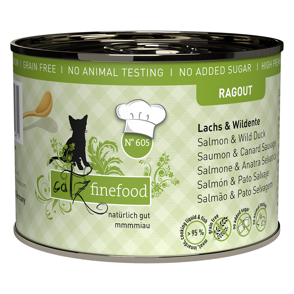 Pakiet catz finefood Ragout, 12 x 180 g / 190 g - Łosoś i dzika kaczka, 12 x 190 g