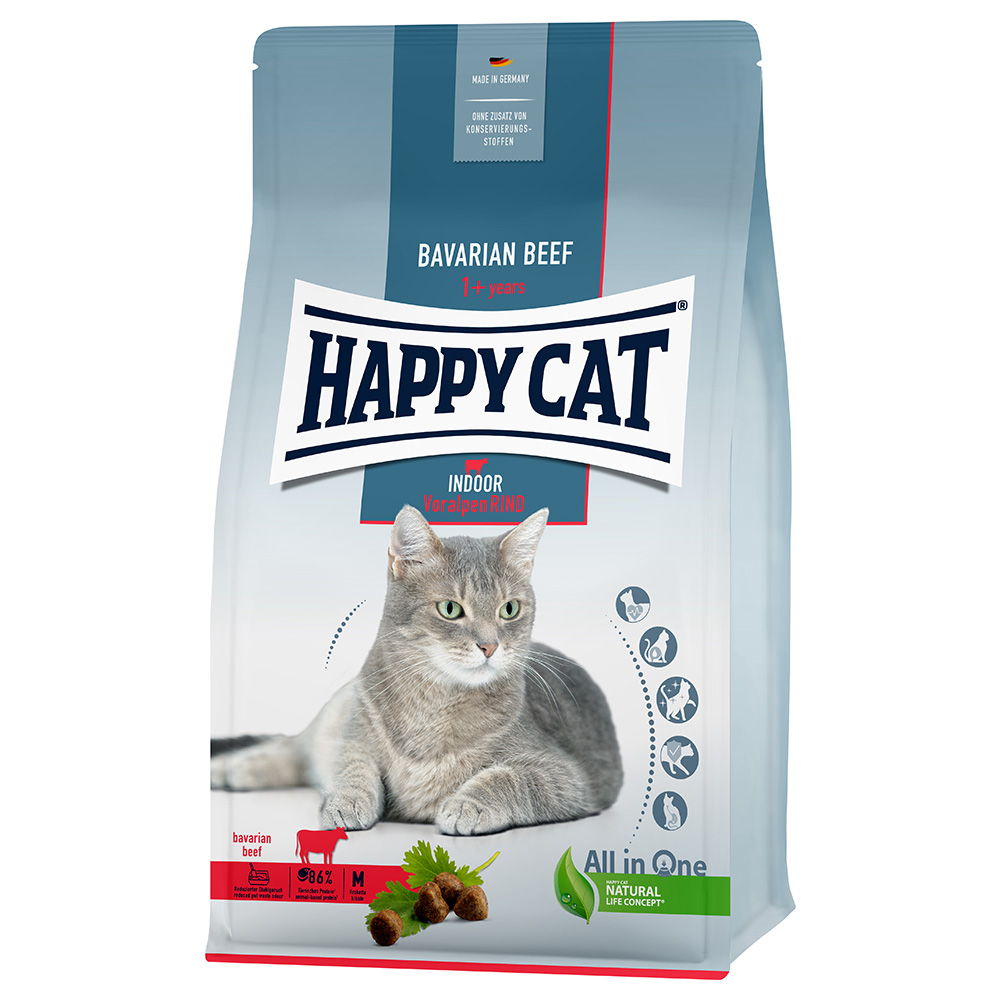 Happy Cat Indoor Adult, wołowina alpejska - 2 x 4 kg