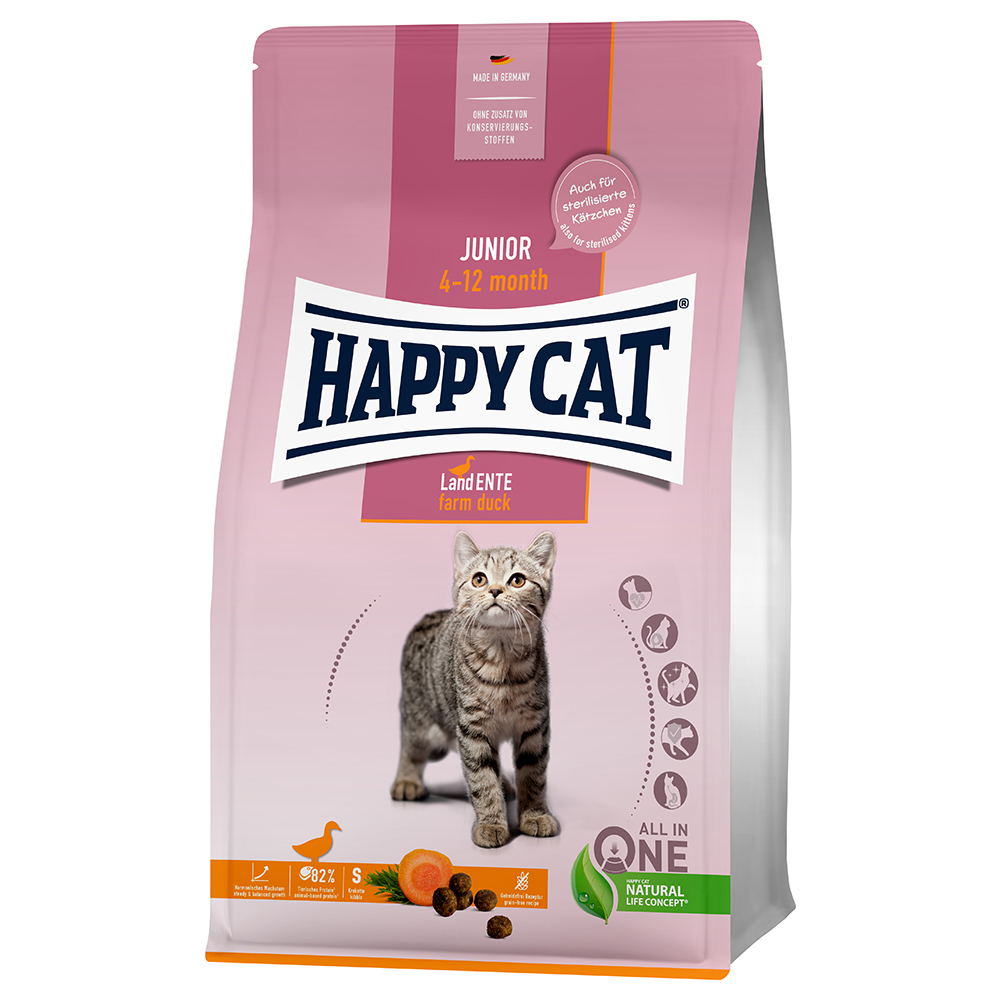 Happy Cat Supreme Junior, kaczka, bez zbóż - 2 x 1,3 kg