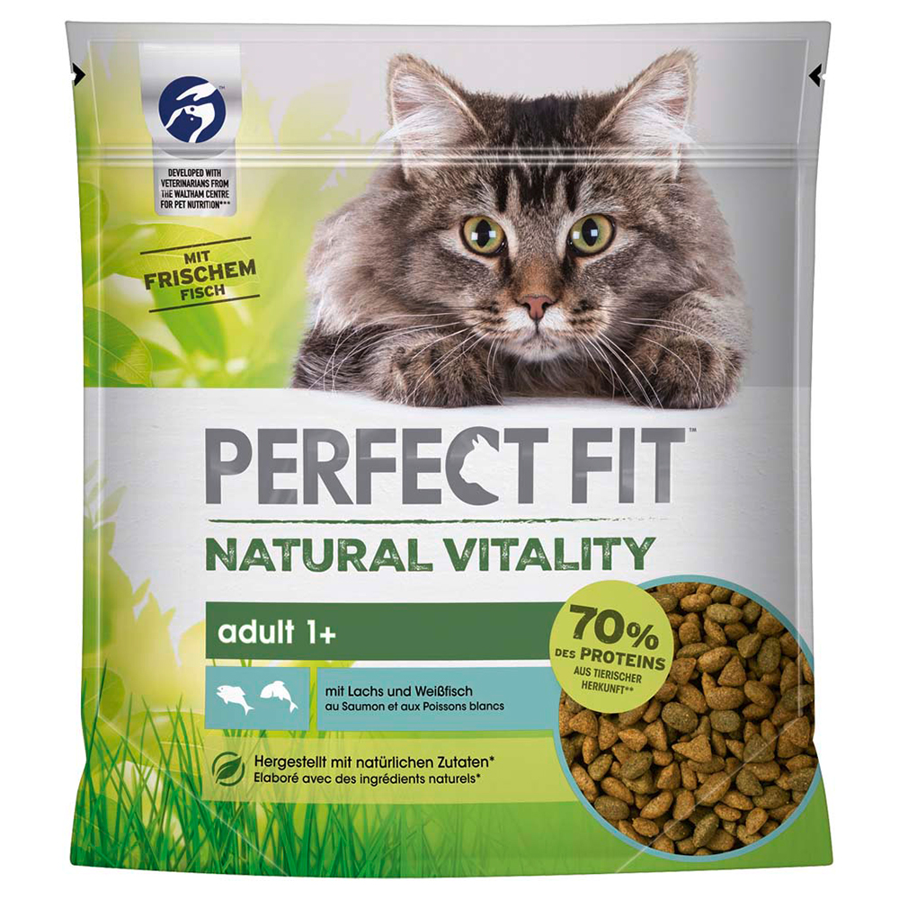 Perfect Fit 20% taniej! sucha karma dla kota, różne rodzaje - Natural Vitality Adult 1+, łosoś i biała ryba, 650 g
