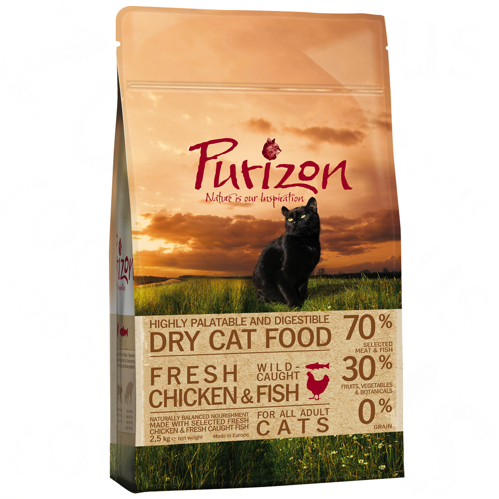 Pakiet przejściowy! Purizon bezzbożowa karma dla kociąt i dorosłych kotów - 2,5 kg Kitten + 2,5 kg Adult kurczak i ryba – bez zbóż