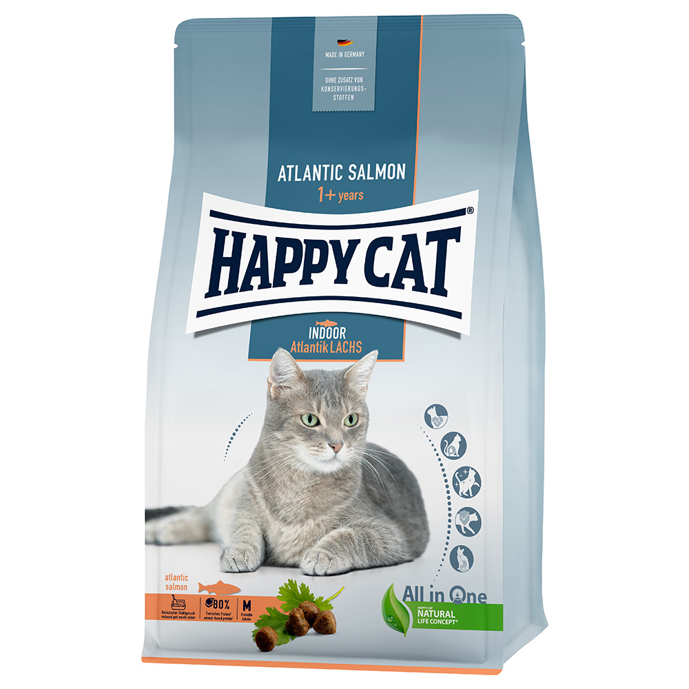 Happy Cat Indoor Adult, łosoś atlantycki - 2 x 4 kg